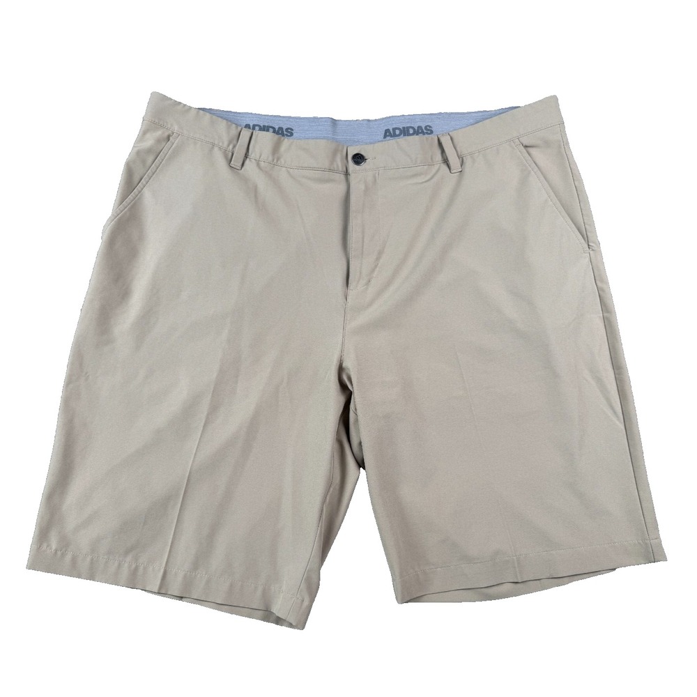 Adidas Men's Golf Shorts Size 42 Khaki Stretch Flat Front Performance